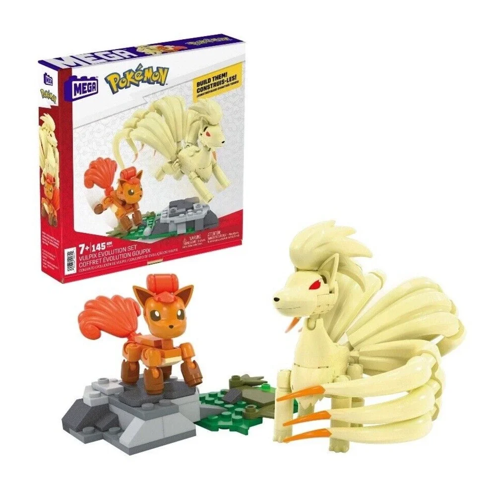 Pokemon Mega Build Vulpix & Ninetales Evolution Set 145 Pieces, Brand New‎